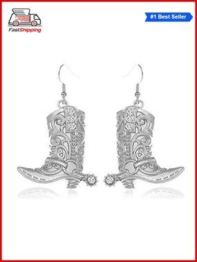 ✨ Western Cowgirl Boots Spur Dangle Drop Earrings Rodeo Boho